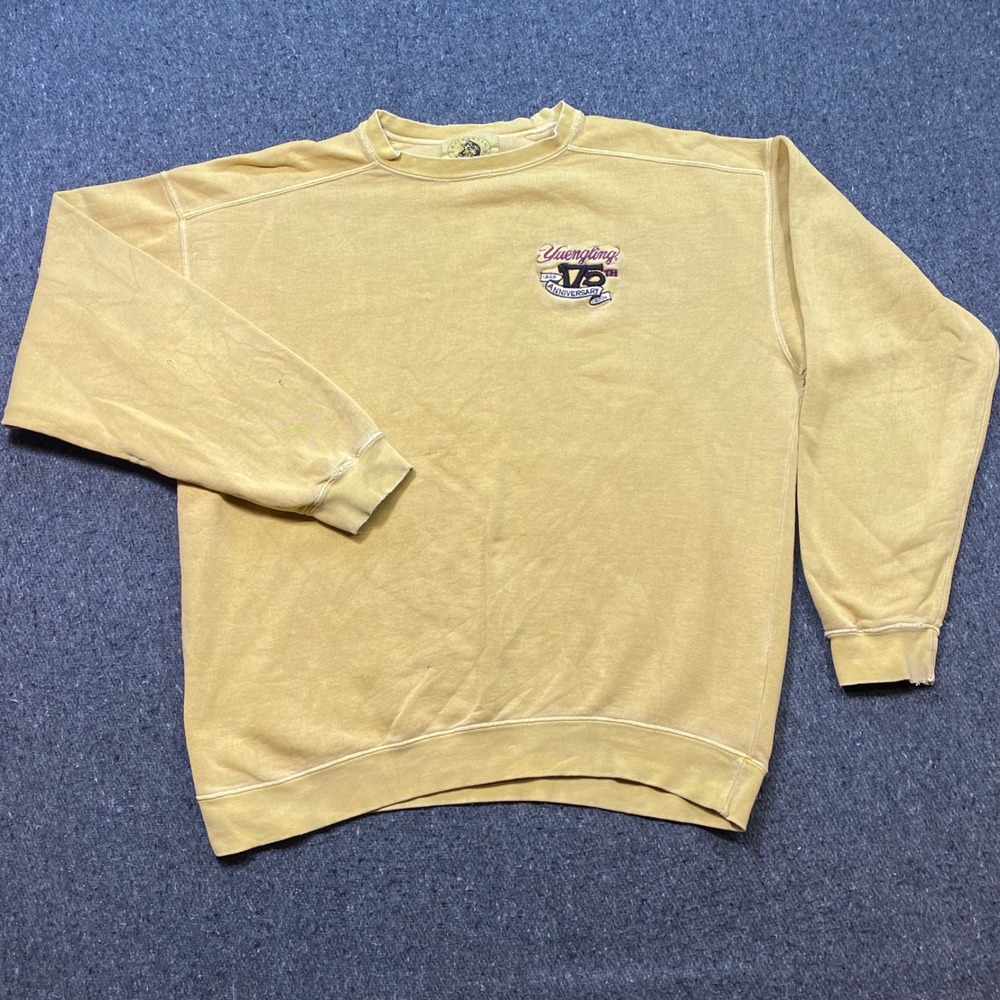 Authentic Pigment Yuengling Sweatshirt Sz XL Mens Yellow VTG 175th Anniversary